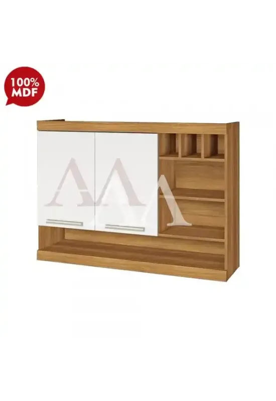 ARMARIO NESHER 2P ABRIR C/ ADEGA BURGUESA PREMIUM 120CM FREIJO / BRANC