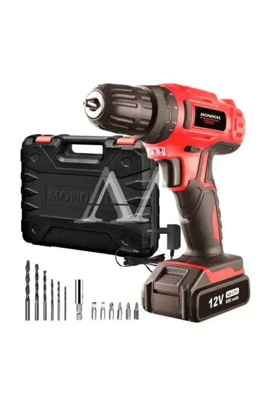 PARAFUSADEIRA E FURADEIRA MONDIAL FPF-06M COM MALETA BAT 12V CARREGADO