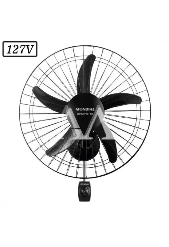 VENTILADOR MONDIAL NVP-PRO-50 PAREDE 50CM 5 PAS 3 VEL 127V PRETO