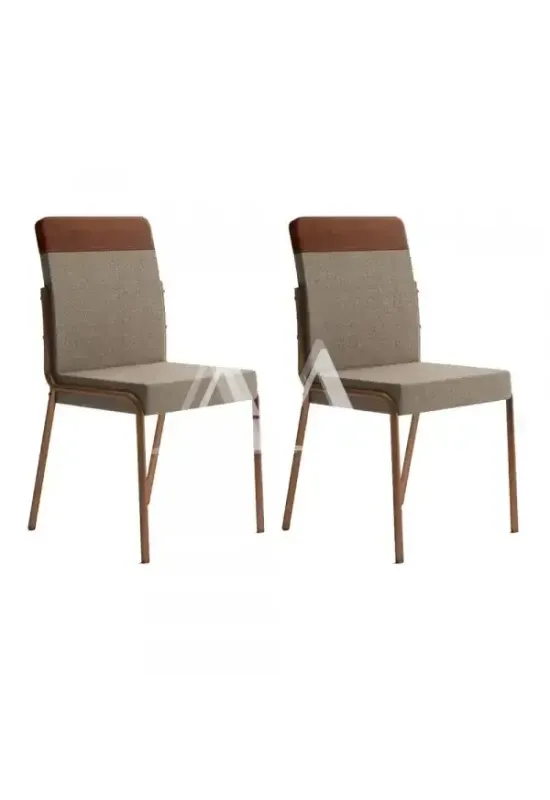 CJ 02 CADEIRAS CARRARO DUO 1739 COURINO CARAMELO C/ TUBO ROSE