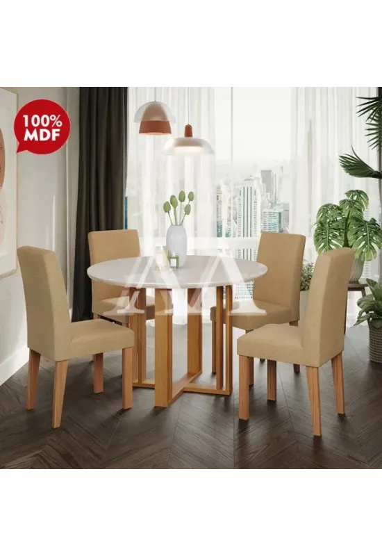 CJ MESA 4C CIMOL FLORA REDONDA 109X109  NATURE / OFF WHITE / GENGIBRE