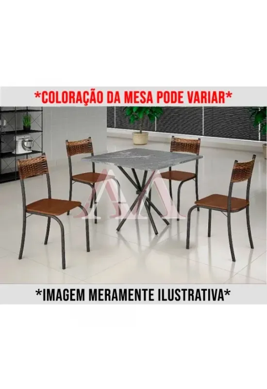 CJ MESA 4C MOVEIS TEIXEIRA ATLANTA QUADRADA 70X70 MARROM C/ RATAN CARV