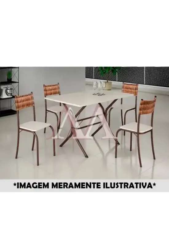 CJ MESA 4C MOVEIS TEIXEIRA ATLANTA RETANGULAR 120X75 C/RATAN CARVALHO