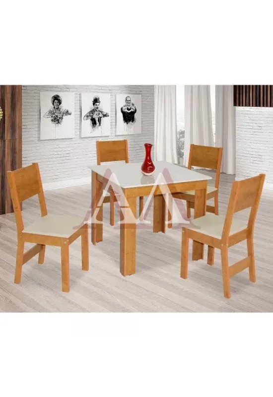 CJ MESA 4C SAO CARLOS MILENA QUADRADA 80x80 FREIJO / OFF WHITE