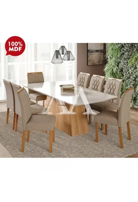 CJ MESA 8C CIMOL HELENA RETANGULAR 210X100 NATURE/OFF WHITE/LINHO BEGE