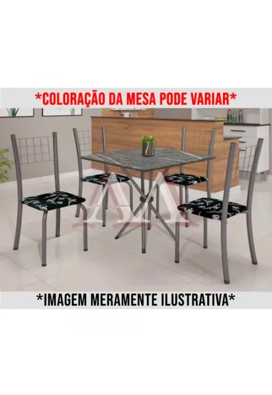 CJ MESA SOMA 4C DANY 70X70 QUADRADA FLORAL CINZA LACA