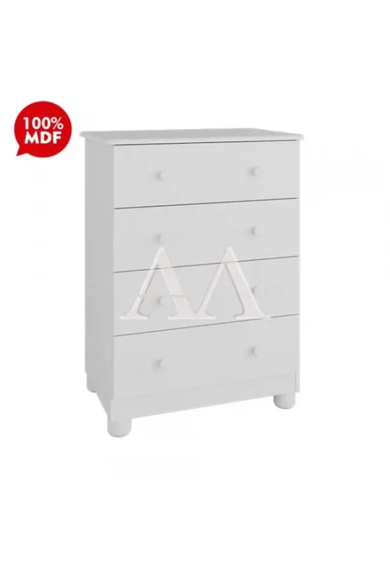 COMODA 4G PEROBA JUNIOR SIMPLES BRANCO BRILHO
