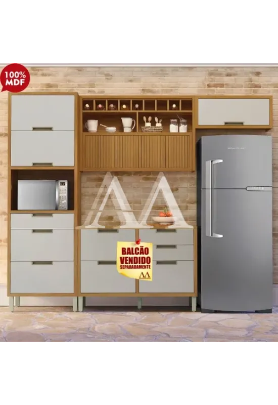 COZINHA NESHER IMPERATRIZ COMPACTA FREIJO/OFF WHITE 500784