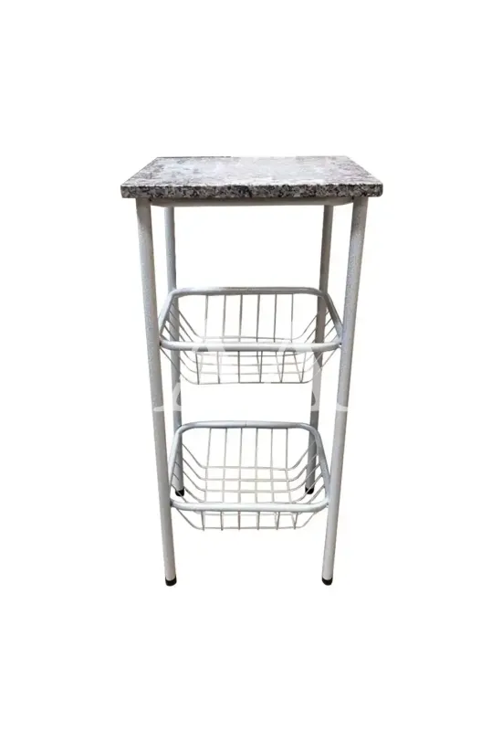 FRUTEIRA SERRA TUBOS 90CM C/GRANITO 2 CESTAS BRANCO MARTELADO