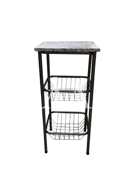 FRUTEIRA SERRA TUBOS 90CM C/GRANITO 2 CESTAS PRETO MARTELADO