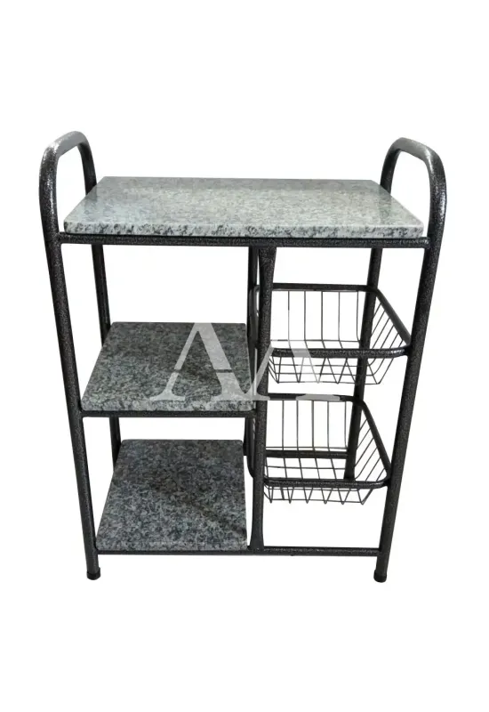 FRUTEIRA SERRA TUBOS P/ MICRO 90CM C/GRANITO 2 CESTAS PRETO MARTELADO