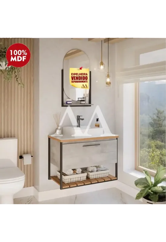 GABINETE P/ BANHEIRO MGM CARIBE 60CM C/ CUBA SOBREPOR CIMENTO