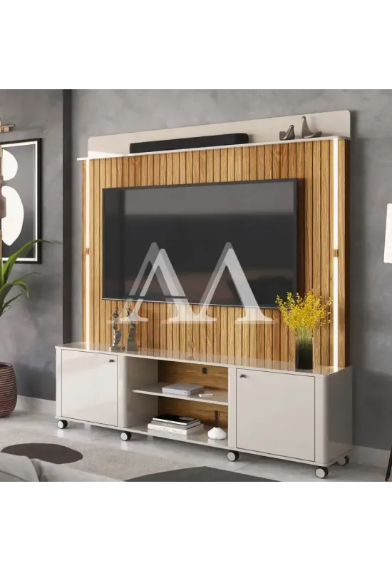 HOME LUKALIAM FLORENCA RIPADO 3D OFF WHITE PEROLIZADO/FREIJO