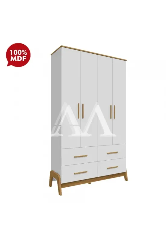 ROUPEIRO 4P. ABRIR 4G PEROBA GUTI RETRO BRANCO BRILHO/AMENDOA