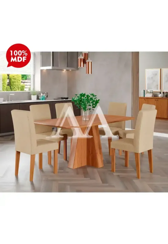 CJ MESA 6C CIMOL MAITE S/VIDRO RETANGULAR 160X80 CINAMOMO/GENGIBRE