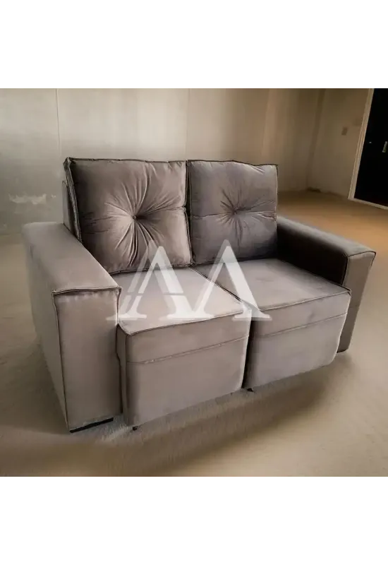 ESTOFADO MALU 2 LUGARES LARA RETRATIL MARROM VELUDO