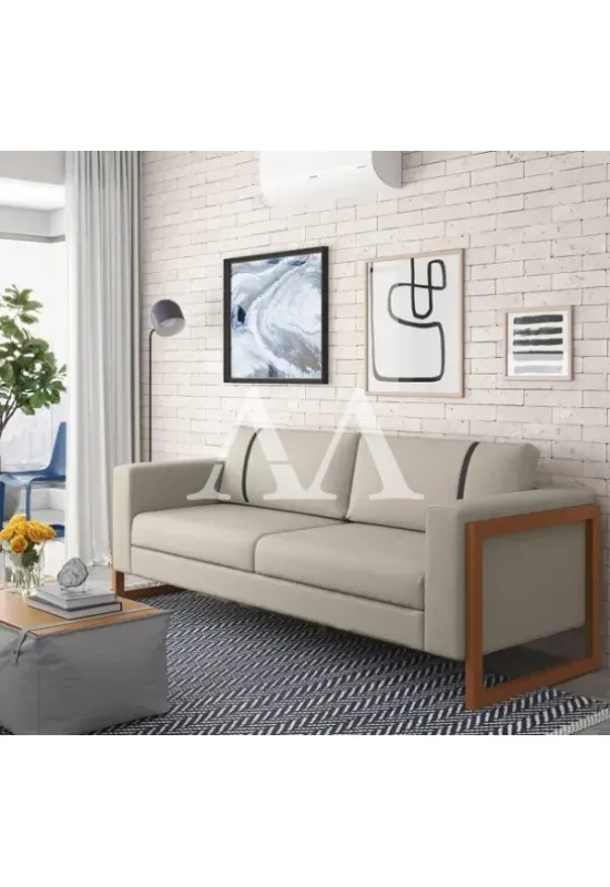 ESTOFADO PEREIRA MOVEIS 4 LUGARES LIN 230 LINHO AREIA