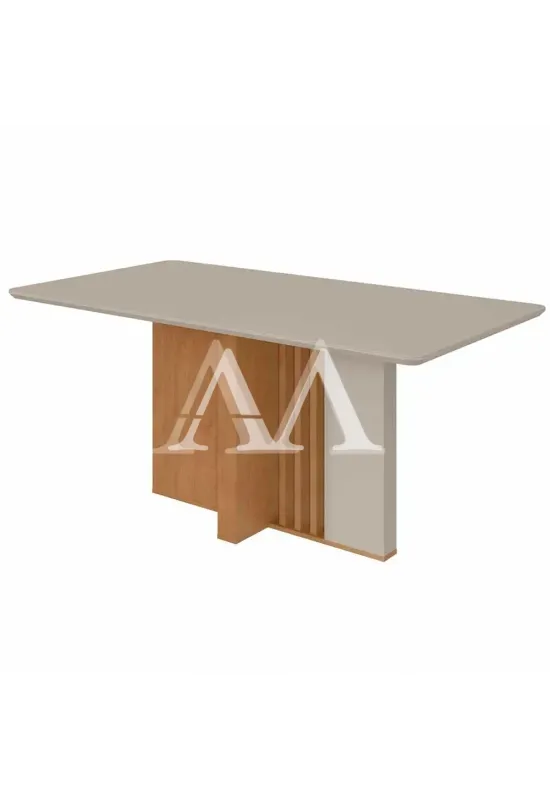 MESA LOPAS ASTRID 160X80 CANT.COPO C/VIDRO AMENDOA CLEAN/OFF WHITE