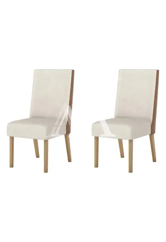 CJ 02 CADEIRAS HENN ANNE TEC/ LINHO NATURE/COURANO