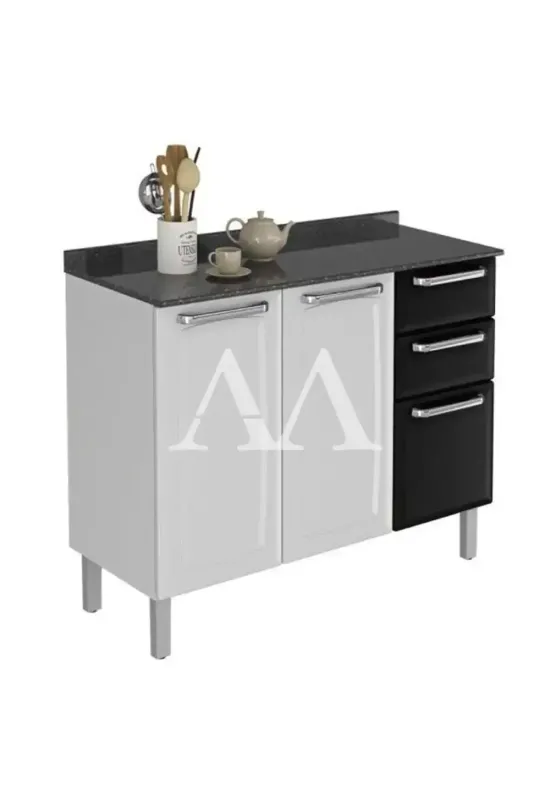 BALCAO ITATIAIA TRIPLO 3P 2G C/ TAMPO LUCE IG3G2 105 BRANCO / PRETO 11