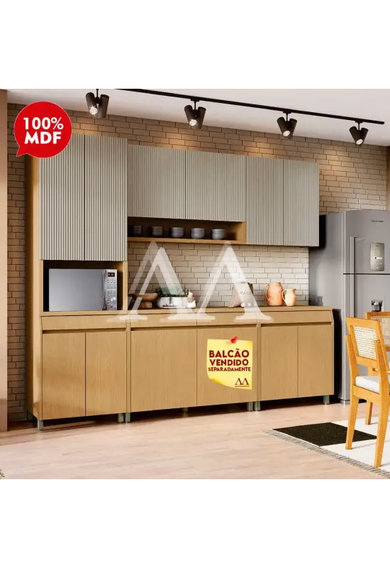 COZINHA NESHER SIMONE MENDES COMPACTA CARVALHO/GREIGE 500986