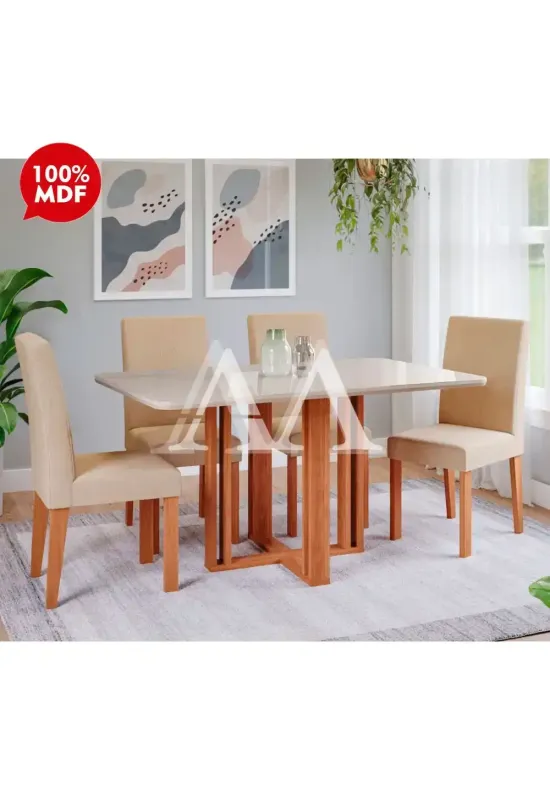 CJ MESA 4C CIMOL FLORA RETANGULAR 130X80 MAIA CINAMOMO/OFF WHITE/GENGI