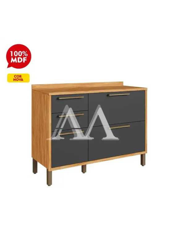 BALCAO RONIPA 2P 3G SYRAH 120CM AMENDOA/CHUMBO