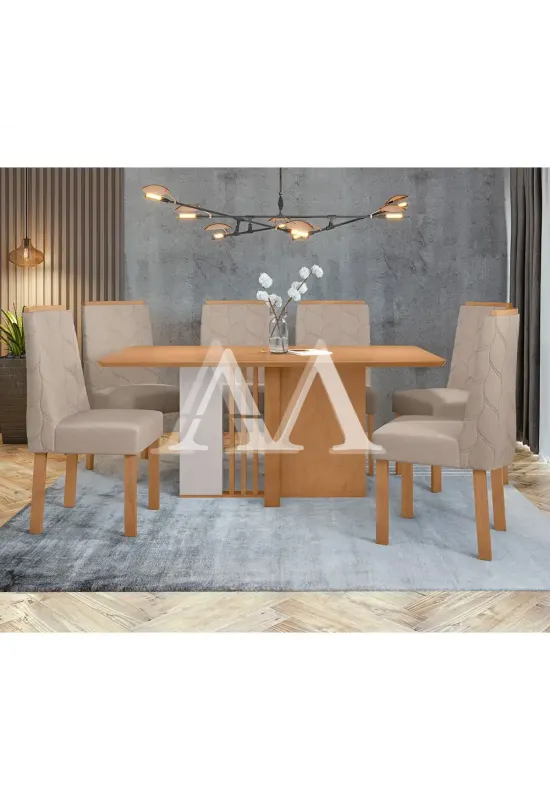 CJ MESA 6C LOPAS ASTRID CANT.COPO CAD ASTRID 160X80 LINHO RINZAI BEGE