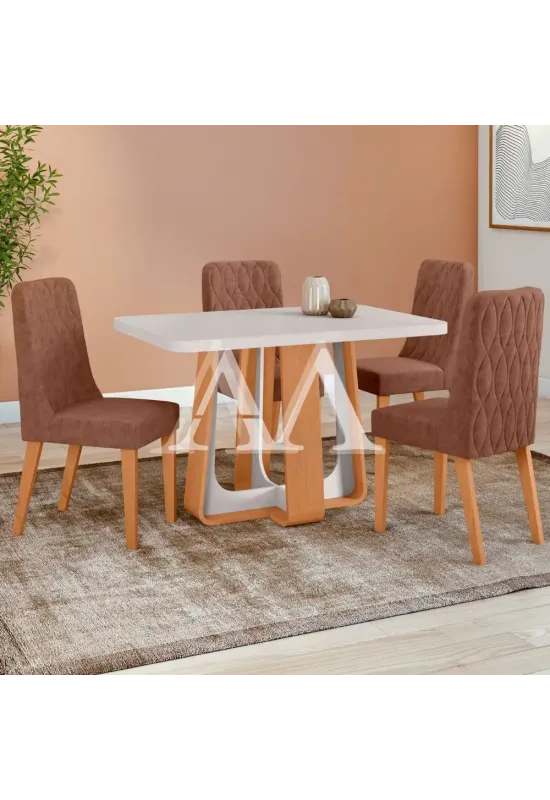 CJ MESA 4C LOPAS SINTONIA TAMPO MAXI CAD LUAR 120X80 C/VIDRO AVELA/AME