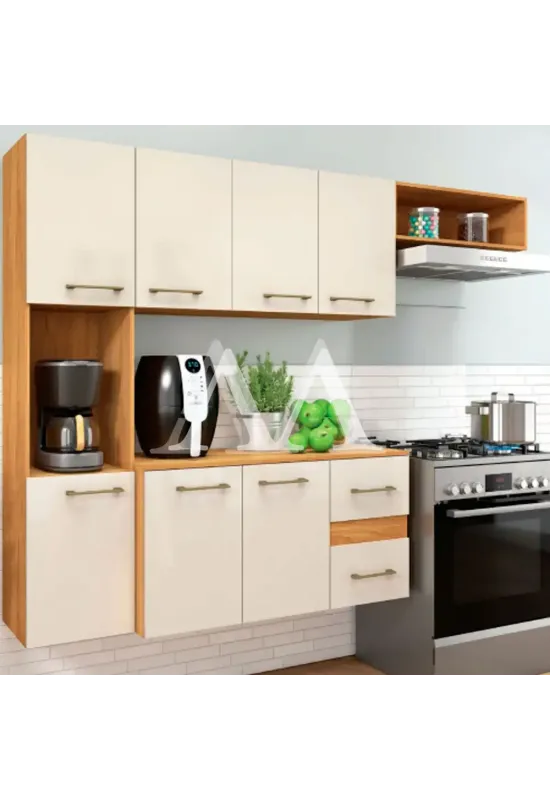 COZINHA FELLICCI COMPACTA MILA C/ BALCAO CINAMOMO/OFF WHITE