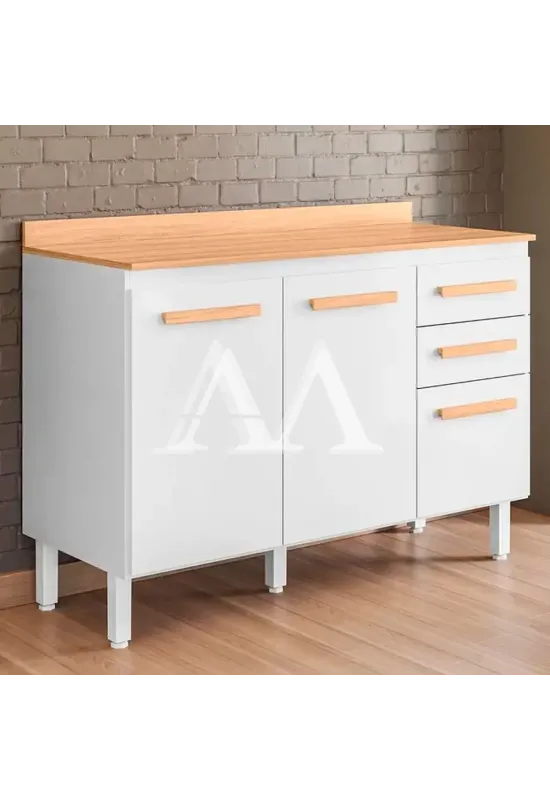 BALCAO NICIOLI 2P 3G INTENZA 120 BRANCO/FREIJO