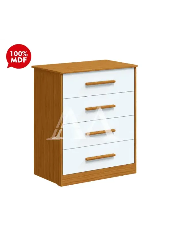 GAVETEIRO 4G PEROBA CHARLO BRANCO BRILHO/AMENDOA