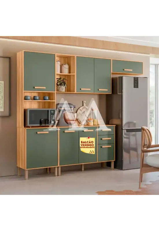 COZINHA NICIOLI COMPACTA MARIA FLOR FREIJO / VERDE