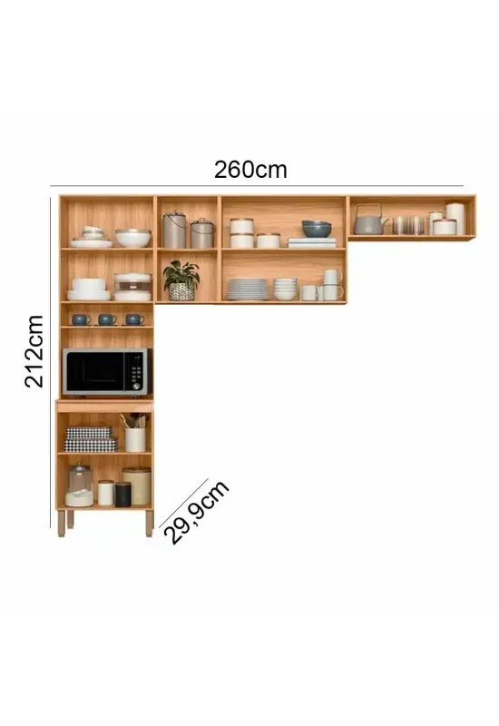 COZINHA NICIOLI COMPACTA MARIA FLOR FREIJO / OFF WHITE CRISTAL