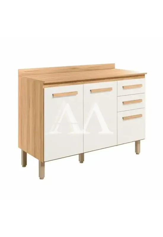 BALCAO NICIOLI 2P 3G MARIA FLOR 120 FREIJO / OFF WHITE CRISTAL