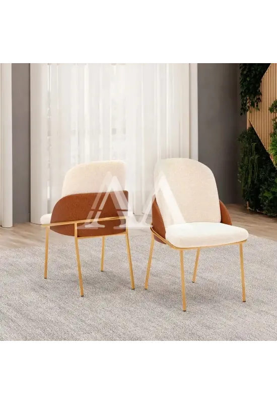 CJ 4 CADEIRAS DJ VITTA TEC/ BOUCLE PEROLA/TERRACOTA