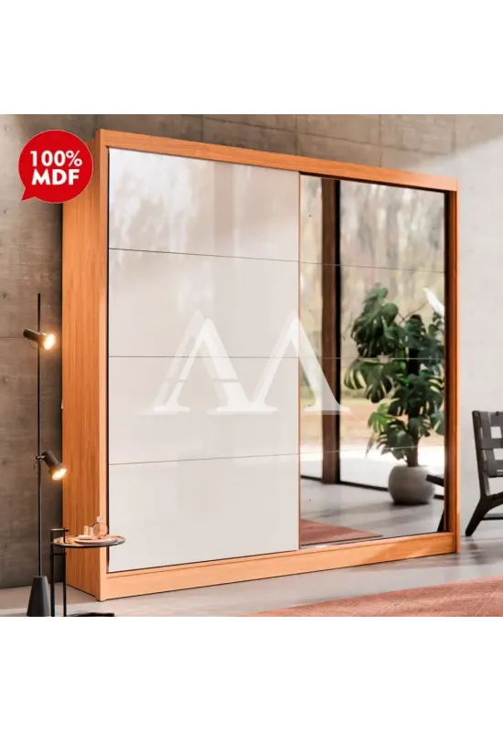 ROUPEIRO 2P CORRER 4G ROBEL STUDIO C/ ESPELHO FREIJO / OFF WHITE