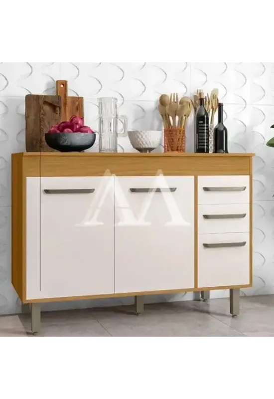 BALCAO POLIMAN 3P 2G MALTA 120CM FREIJO/OFF ACETINADO