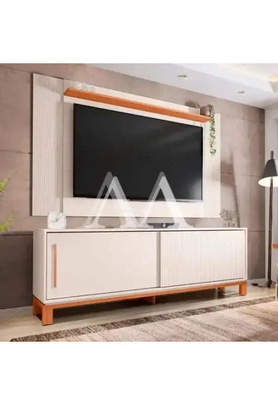 COMBO BANCADA PAINEL CAEMMUN MONDRIAN 1.8 OFF WHITE MR/FREIJO