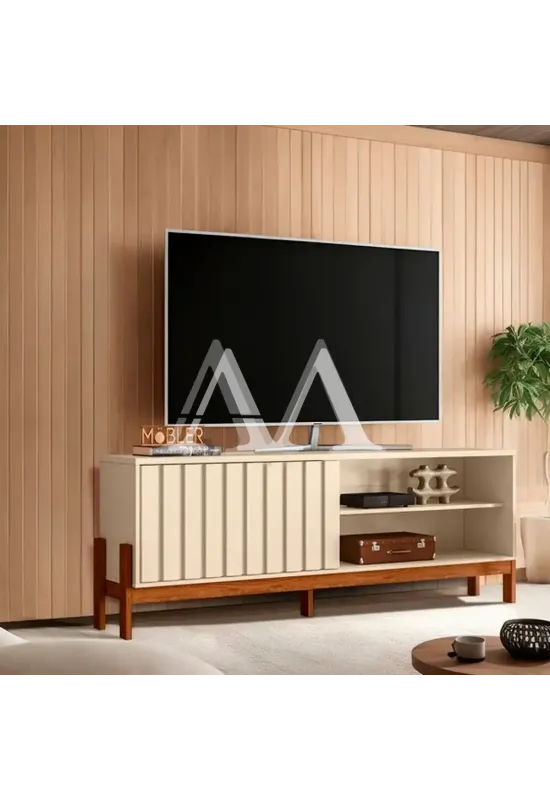 RACK BANCADA MOBLER NEW AURORA PEROLA METALIZADO/CINAMOMO MEL