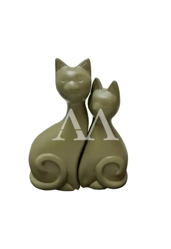 CASAL DE GATO DA SORTE CERAMICA VERDE MUSGO