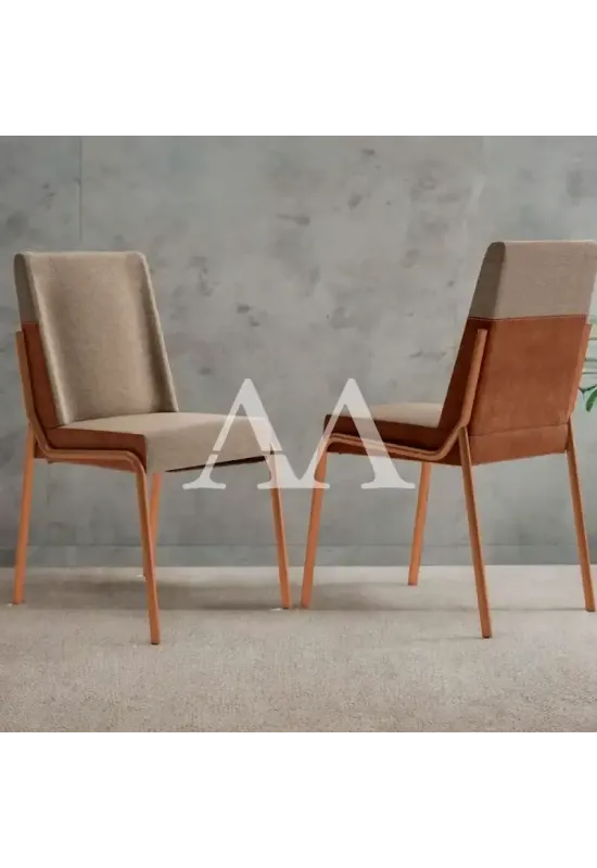 CJ 02 CADEIRAS CARRARO HUG 1749 COURINO CARAMELO/AREIA C/ TUBO ROSE