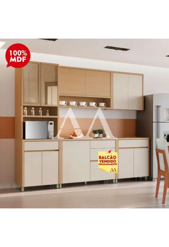 COZINHA NESHER CONDESSA 8P 1G COMPACTA CARVALHO/GREIGE 501050