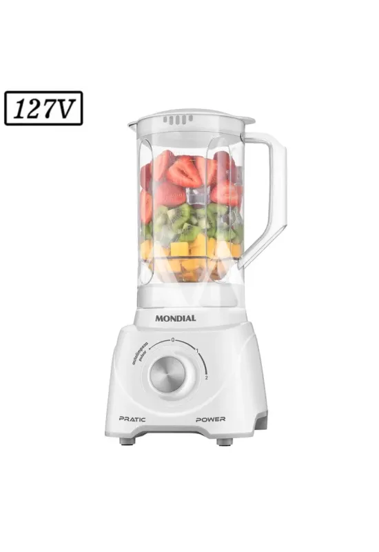 LIQUIDIFICADOR MONDIAL PRATIC POWER L-97-W 2 VEL 127V BRANCO