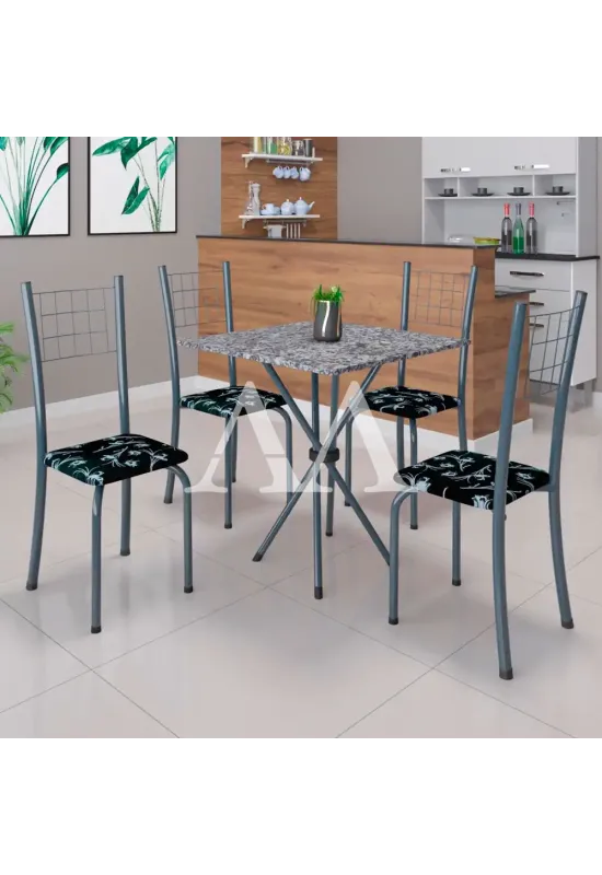 CJ MESA SOMA 4C DANY 70X70 QUADRADA FLORAL PRATA MARTELADO OCRE