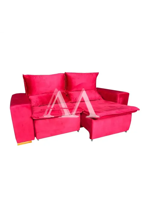 ESTOFADO BOMFLEX CHILE RETRATIL VERMELHO VELUDO INCA 05