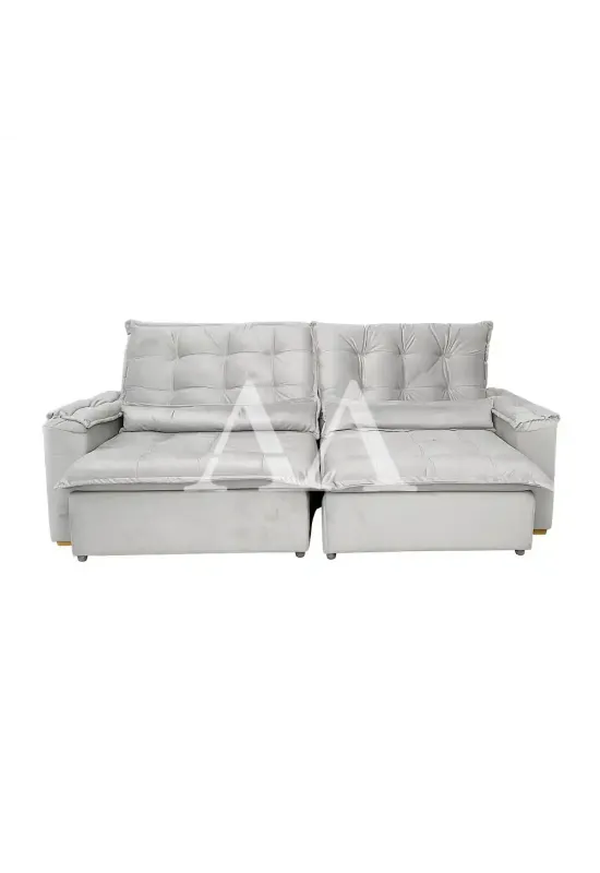 ESTOFADO BOMFLEX GRECIA RETRATIL CINZA CLARO VELUDO