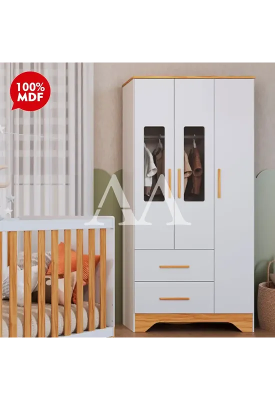 ROUPEIRO 3P. ABRIR 2G PEROBA POPY RETRO BRANCO BRILHO/AMENDOA