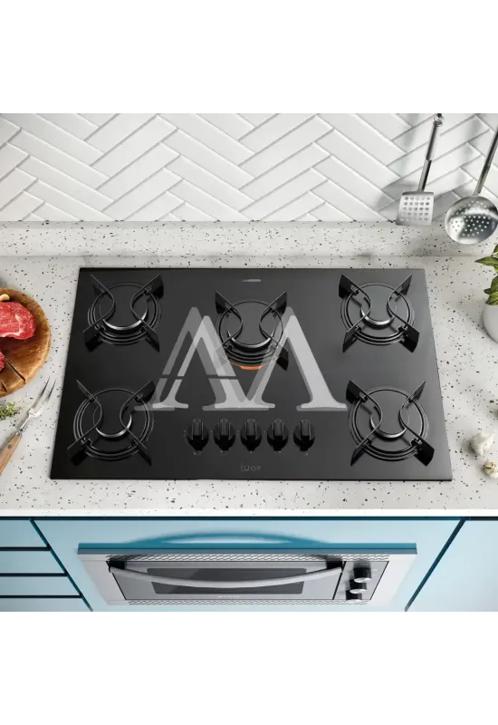 FOGAO  5B ATLAS COOKTOP  UTOP MESA VIDRO ESMALTADO VP GAS PRETO