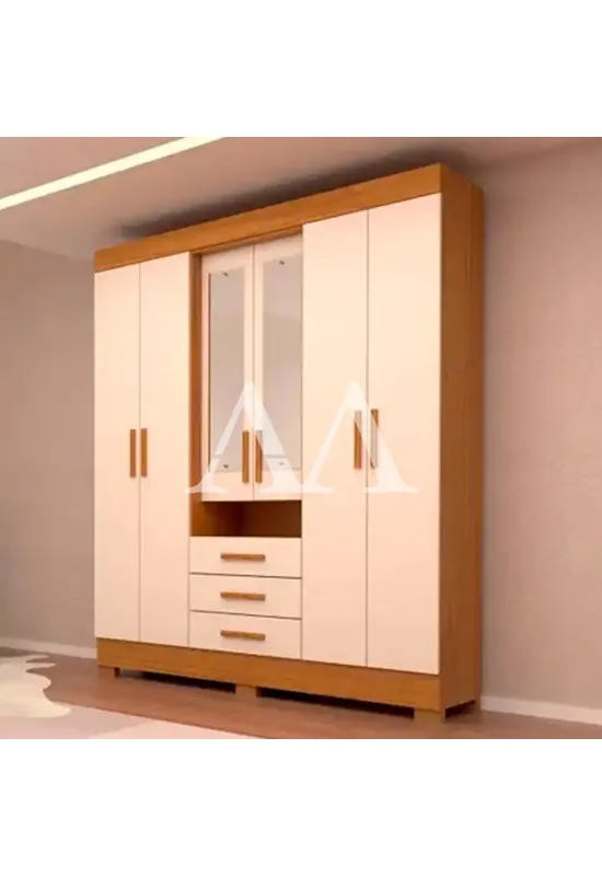 ROUPEIRO 6P ABRIR 3G ACP DEBORA CAPELINHA C/ESPELHO CINAMOMO/OFF WHITE